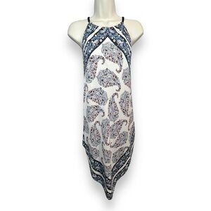 Cato Women’s Asymmetrical Paisley Print Handkerchief Dress Blue Red Size Large